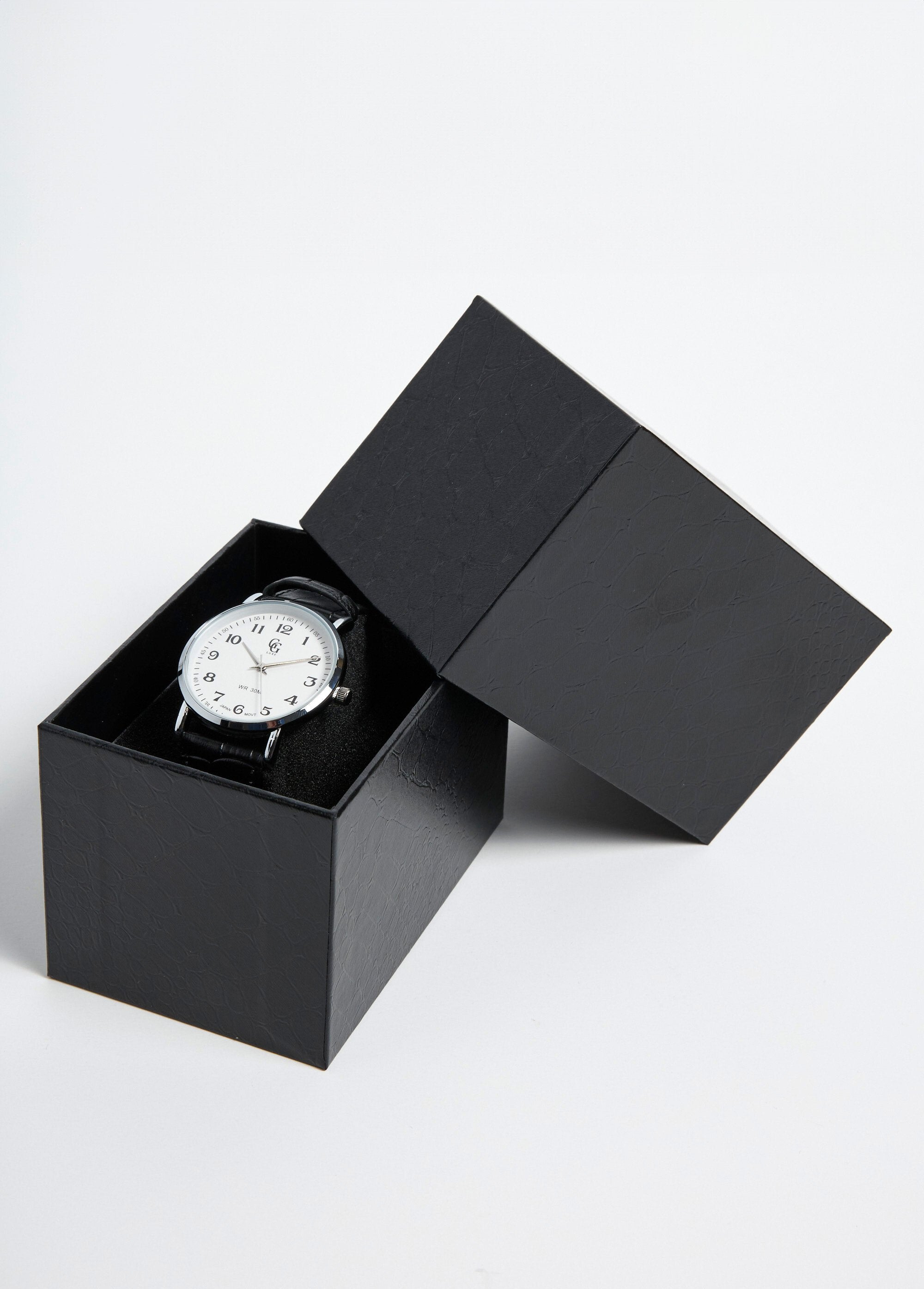 Reloj_redondo_de_acero_inoxidable_y_piel_estilo_cocodrilo._Negro_DE4_slim