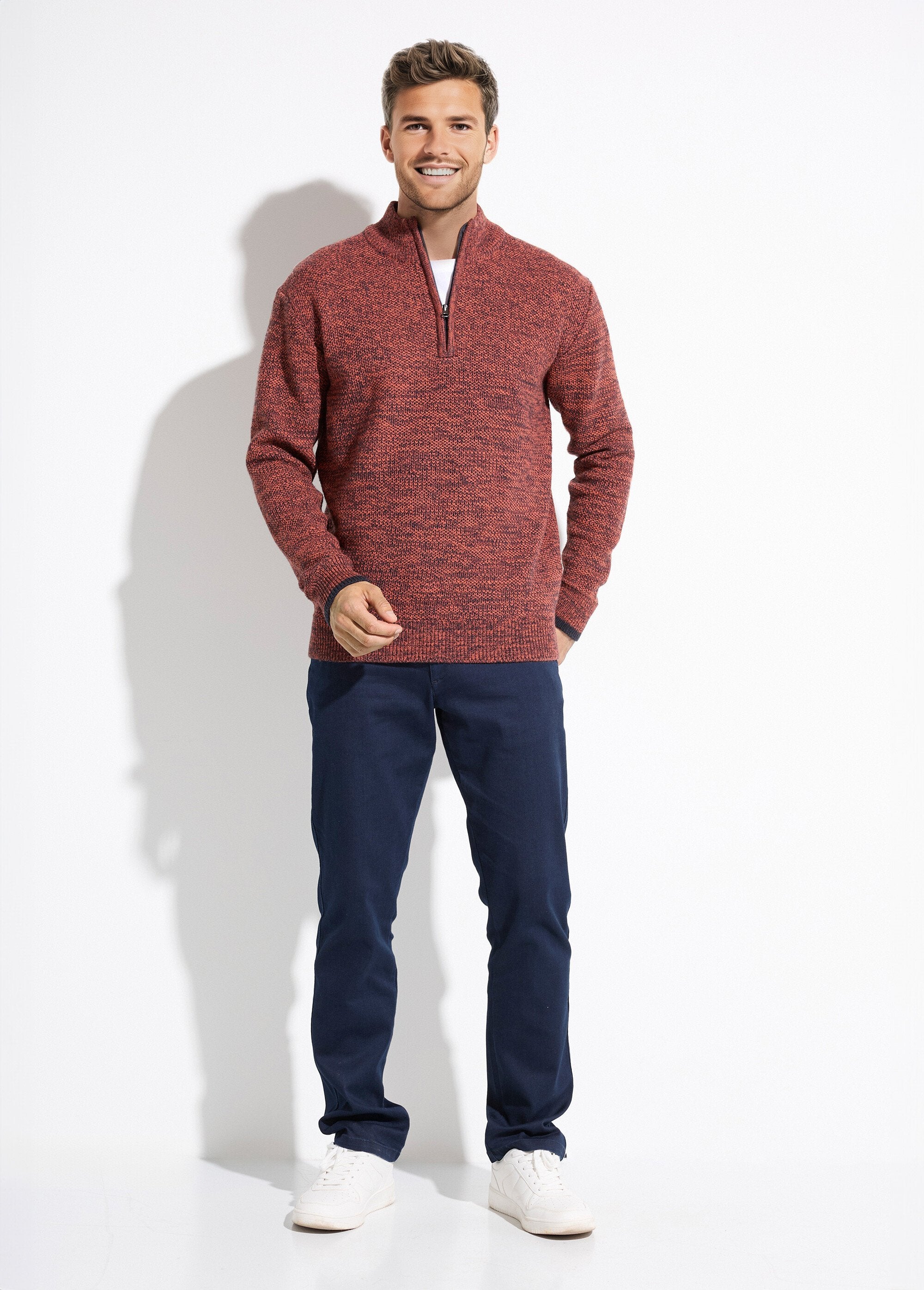 Suéter_de_cuello_alto_con_cremallera_en_punto_de_lana_jaspeada_Ladrillo_SF1_slim