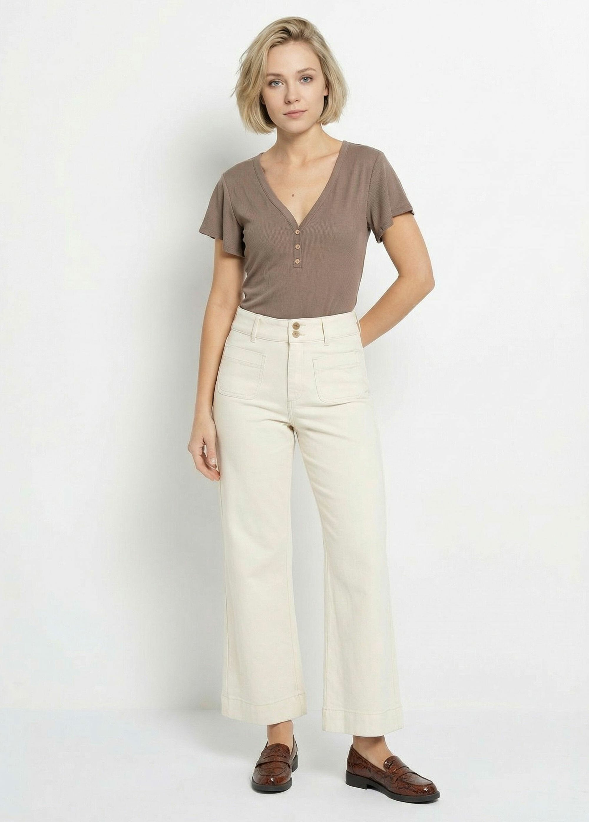 T-shirt_col_V_jersey_cotelé,_Essentiel_Taupe_SF1_slim