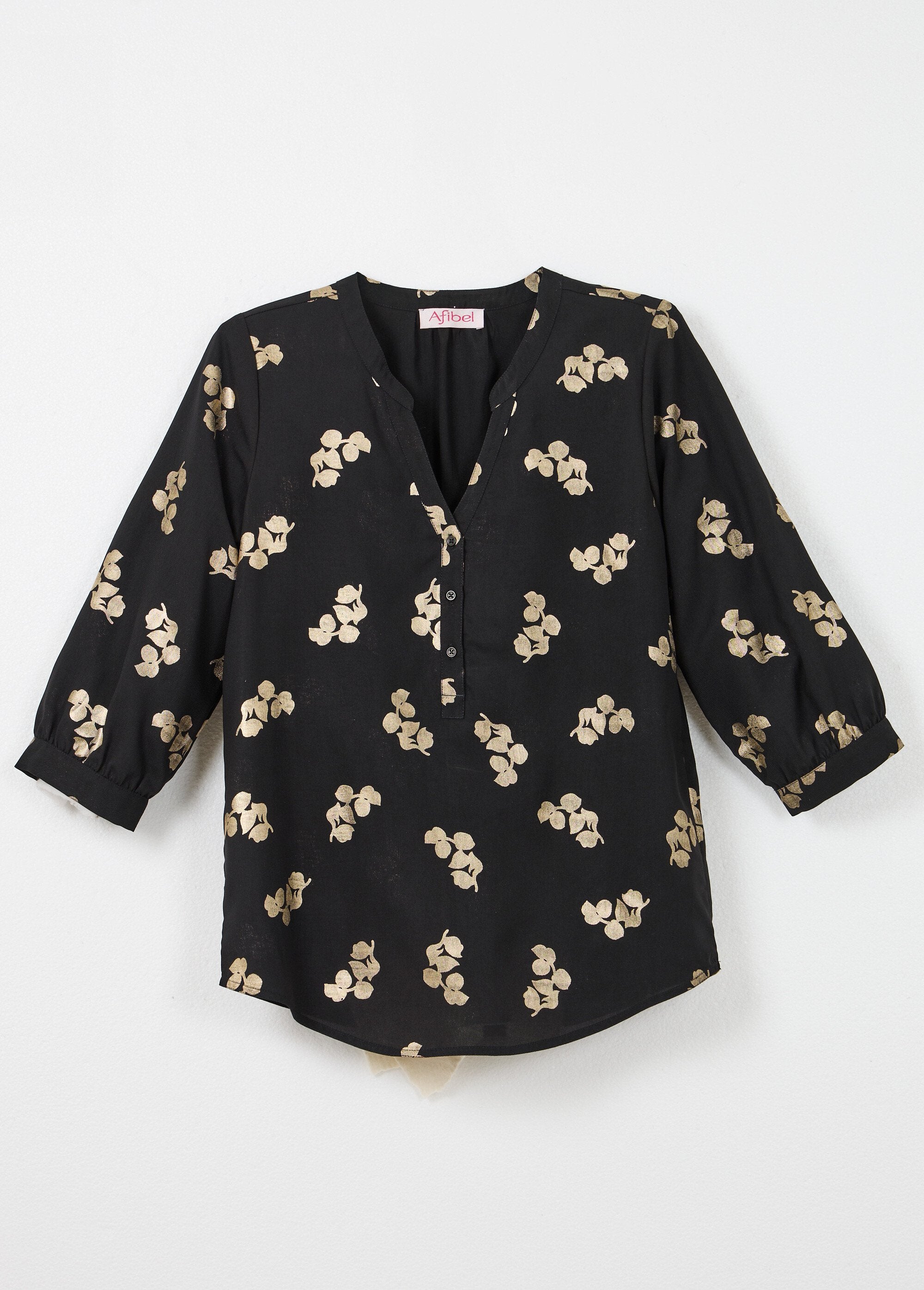 Túnica_holgada_abotonada_con_mangas_largas_3/4_Negro_AP1_slim