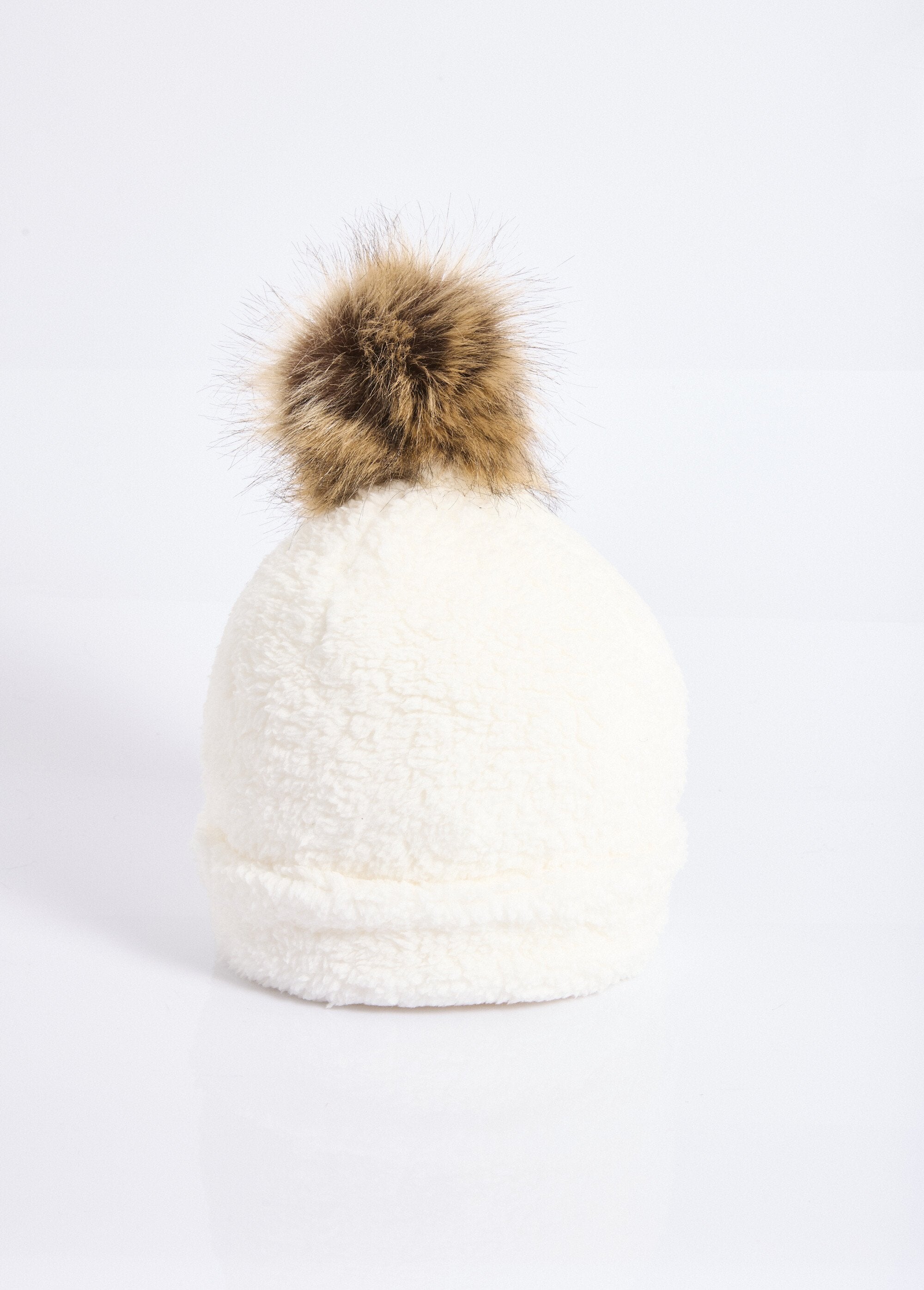 Gorro_de_polar_estilo_sherpa_liso_+_pompón_Blanco,_Blanca_FA1_slim