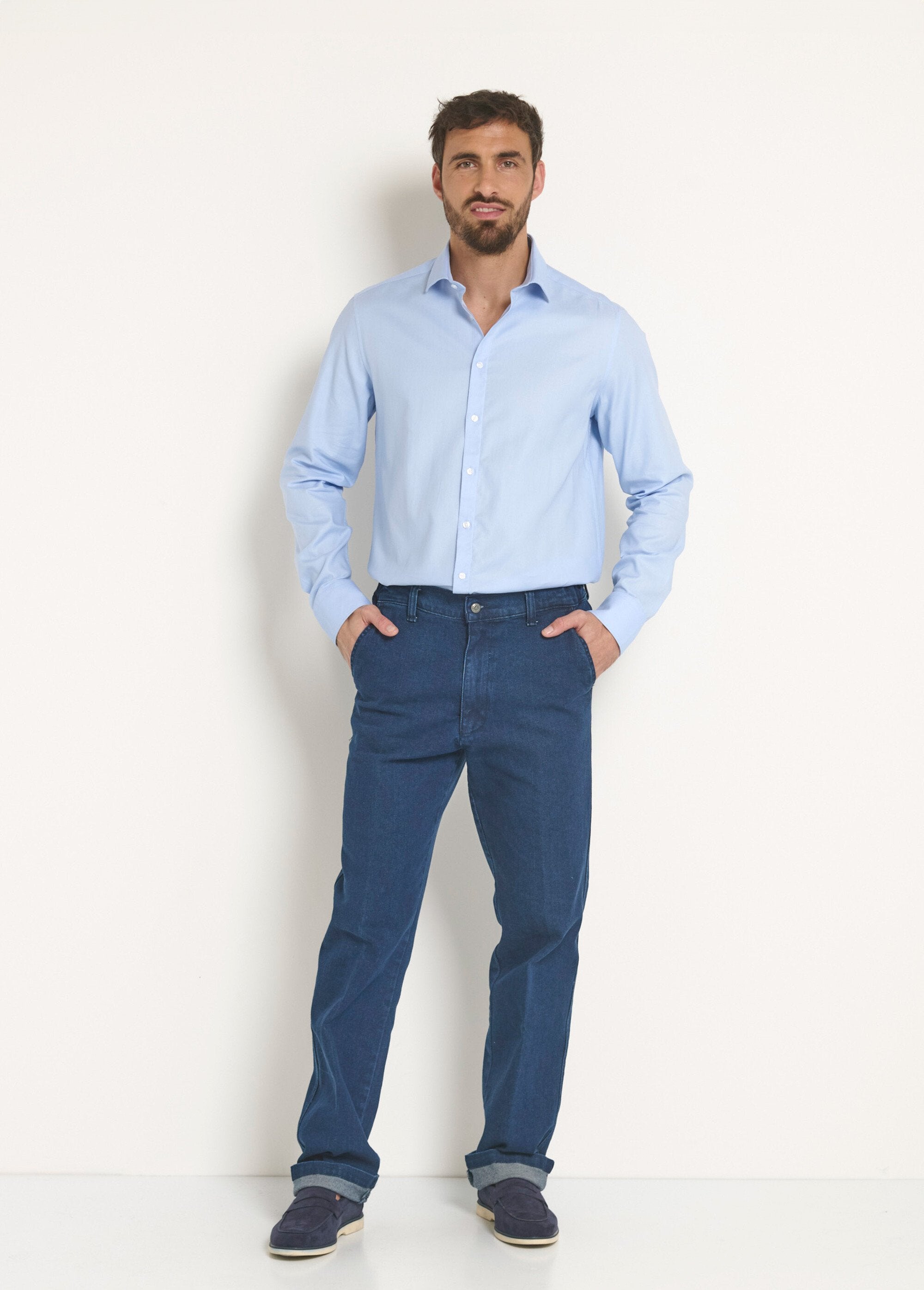 Camisa_elegante_de_algodón_con_cuello_semiitaliano_Cielo_azul_SF1_slim