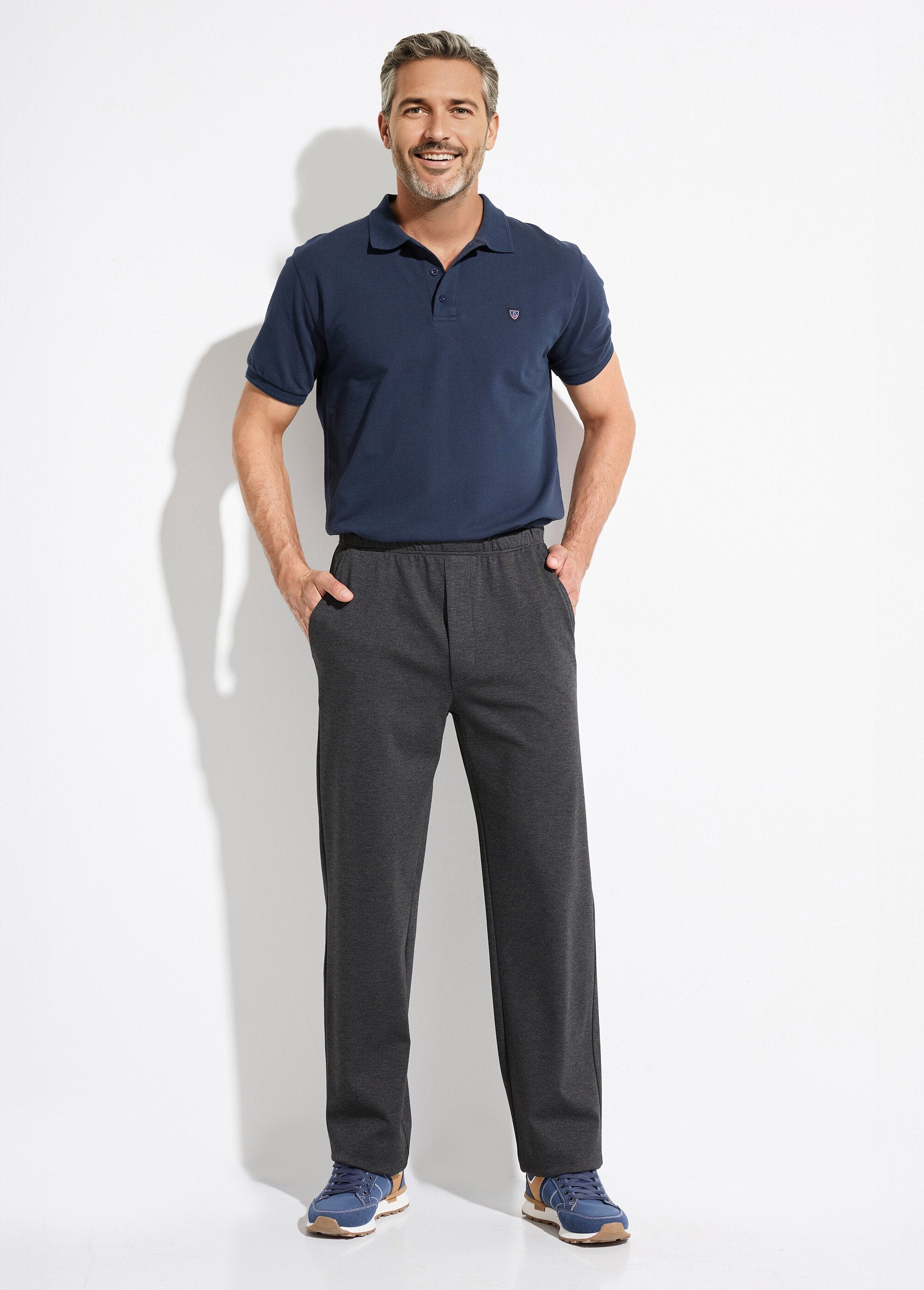 Pantalon_droit_ceinture_élastiquée_tissu_extensile_Anthracite_SF1_slim