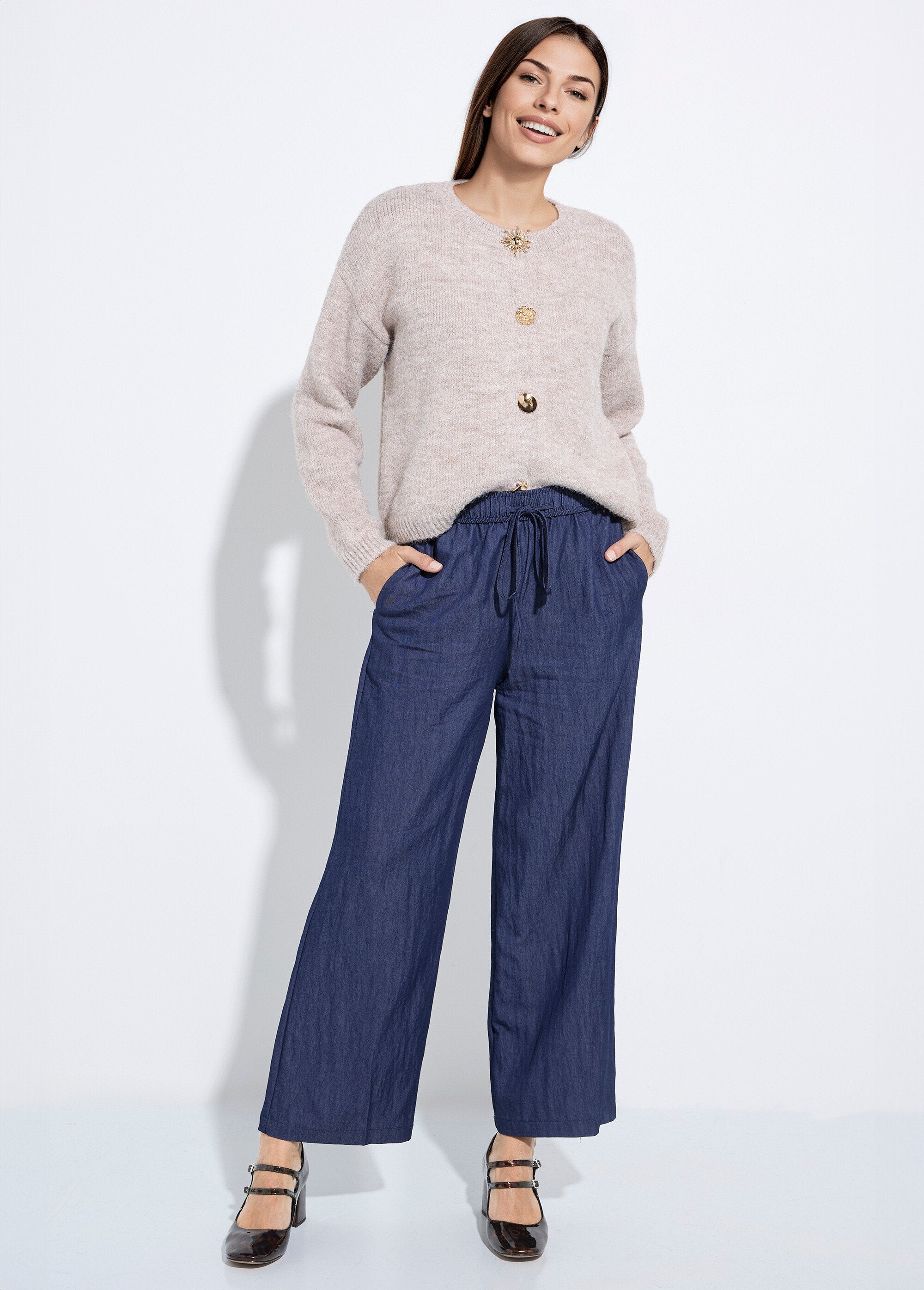 Pantalones_fluidos_elásticos_de_sarga_lisa_Azul_SF1_slim