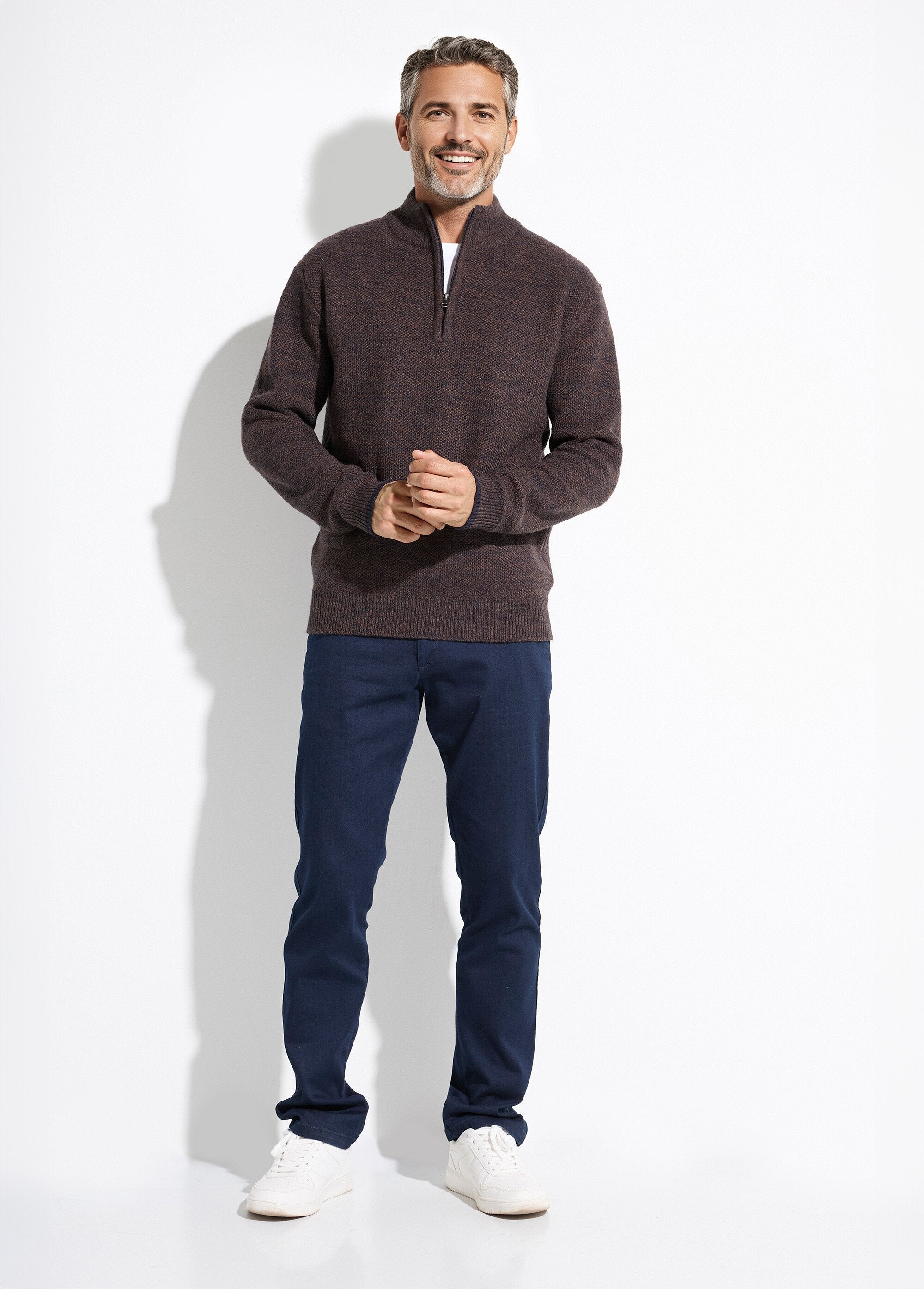 Pull_col_montant_zippé_maille_chinée_laine_Marron_SF1_slim