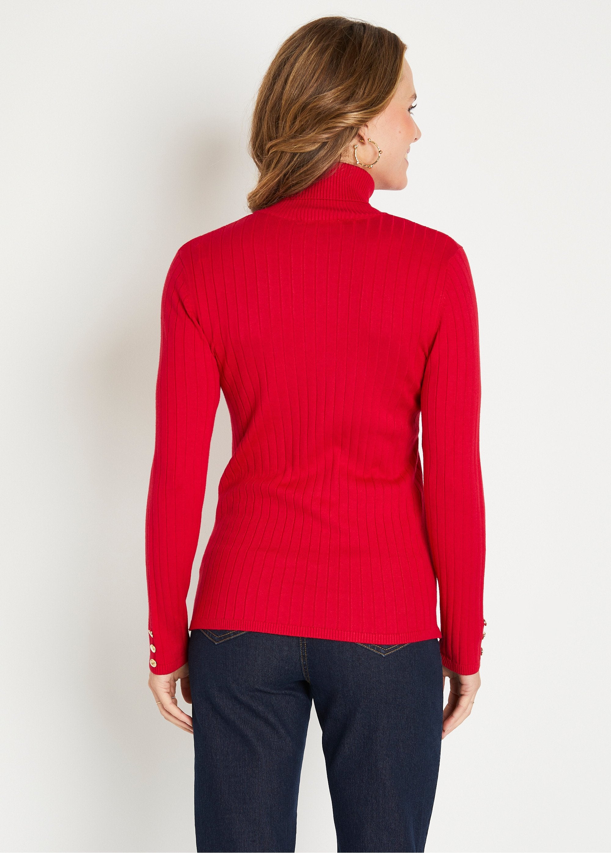 Suave_jersey_corto_de_cuello_alto_con_canalé_plano_Rouge_DO1_slim