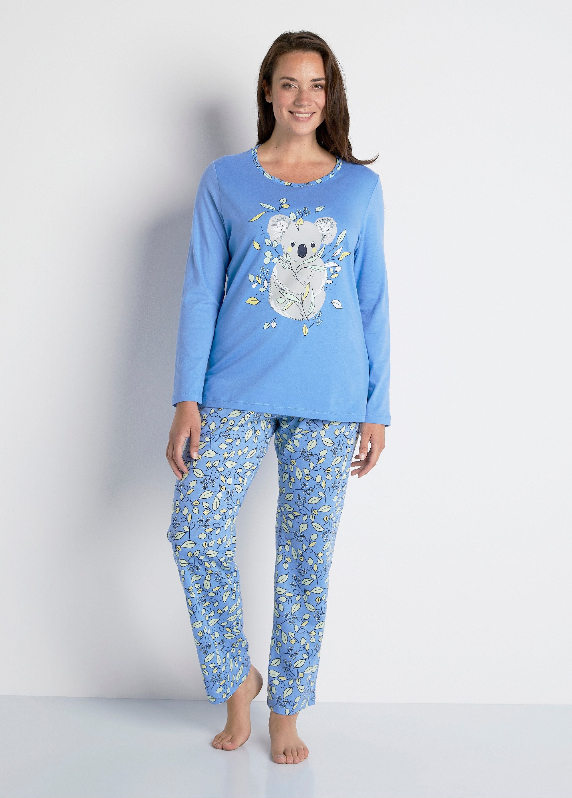 Pijama_de_algodón_estampado_con_estampado_de_koalas_Azul_FA1_curvy