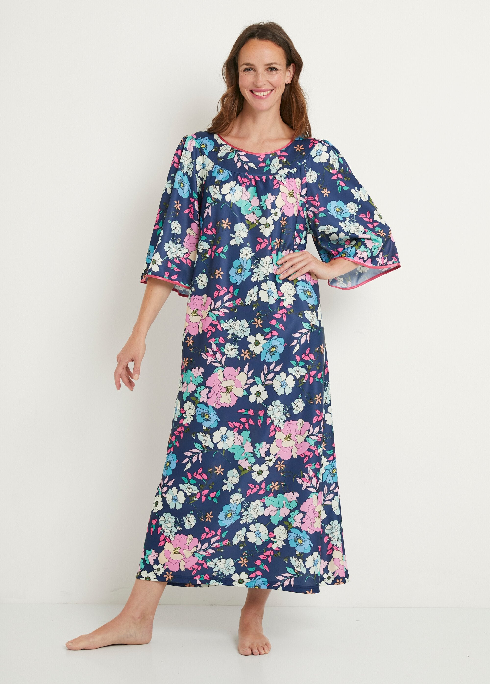 Vestido_de_azafata_de_punto_satinado_floral_antiestático_Imprime_marine_FA1_slim