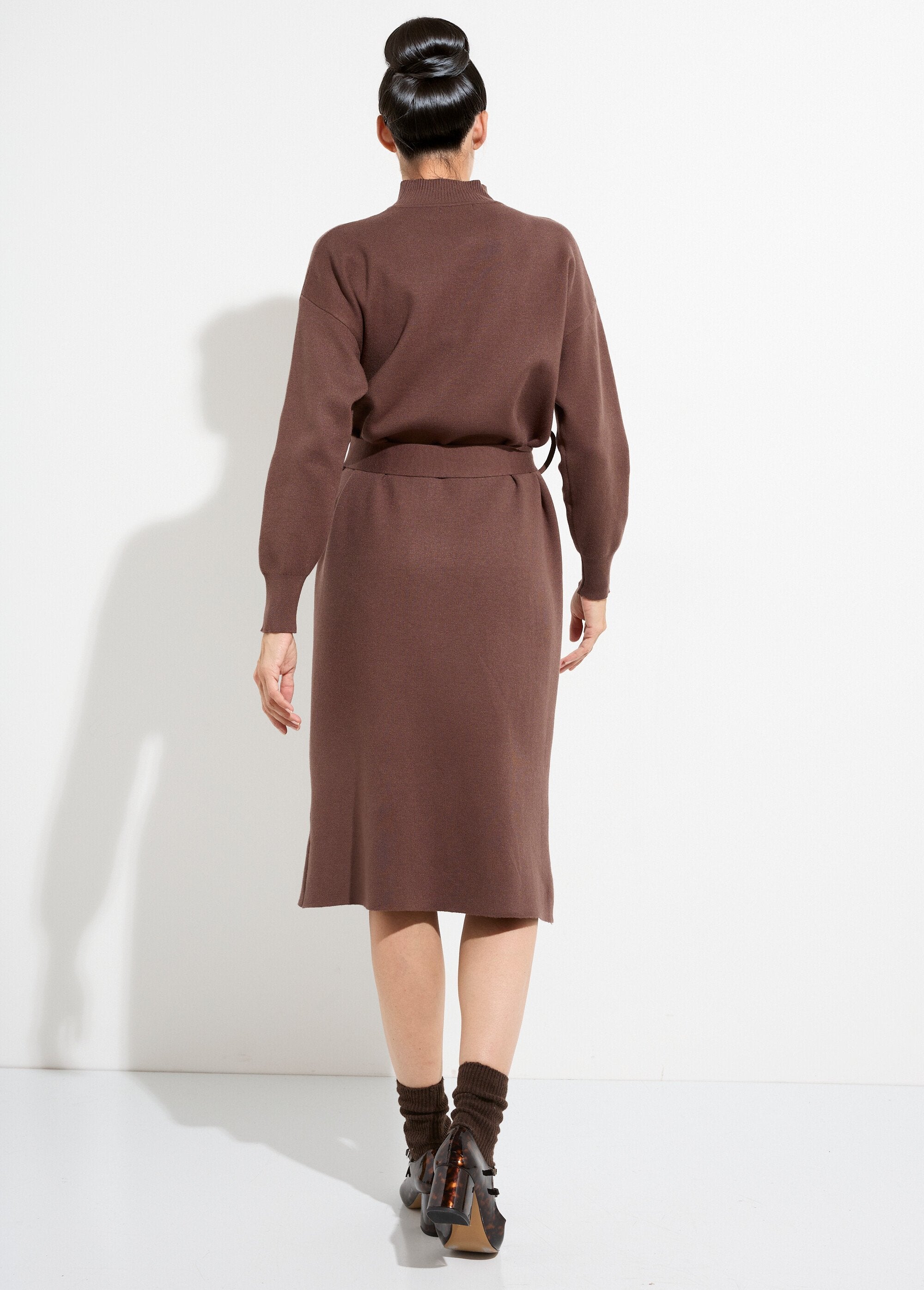 Robe_pull_col_montant_ceinture_métal_Taupe_DO1_slim