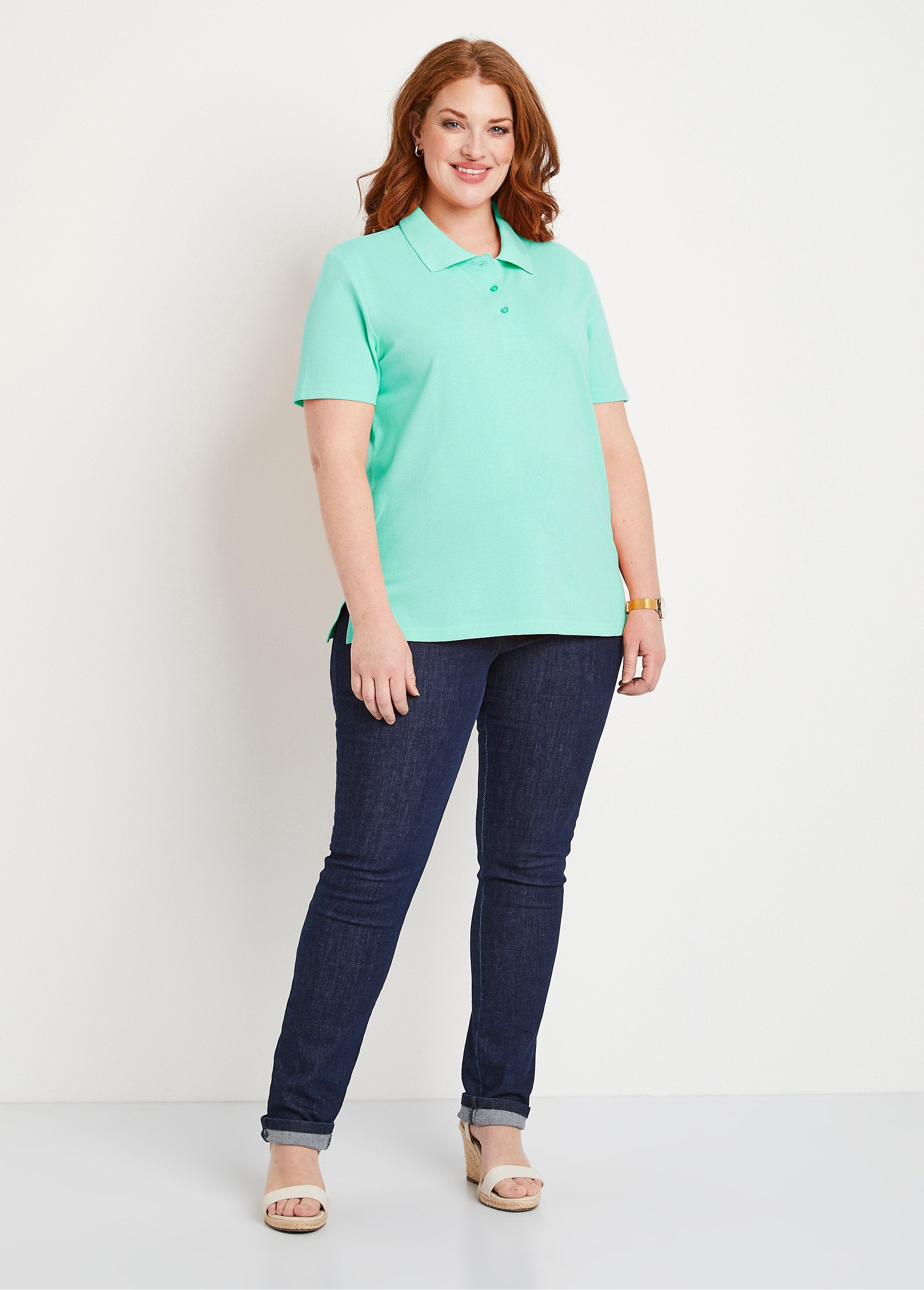 Camiseta_de_punto_de_piqué_de_algodón_con_cuello_polo_Verde_SF1_curvy