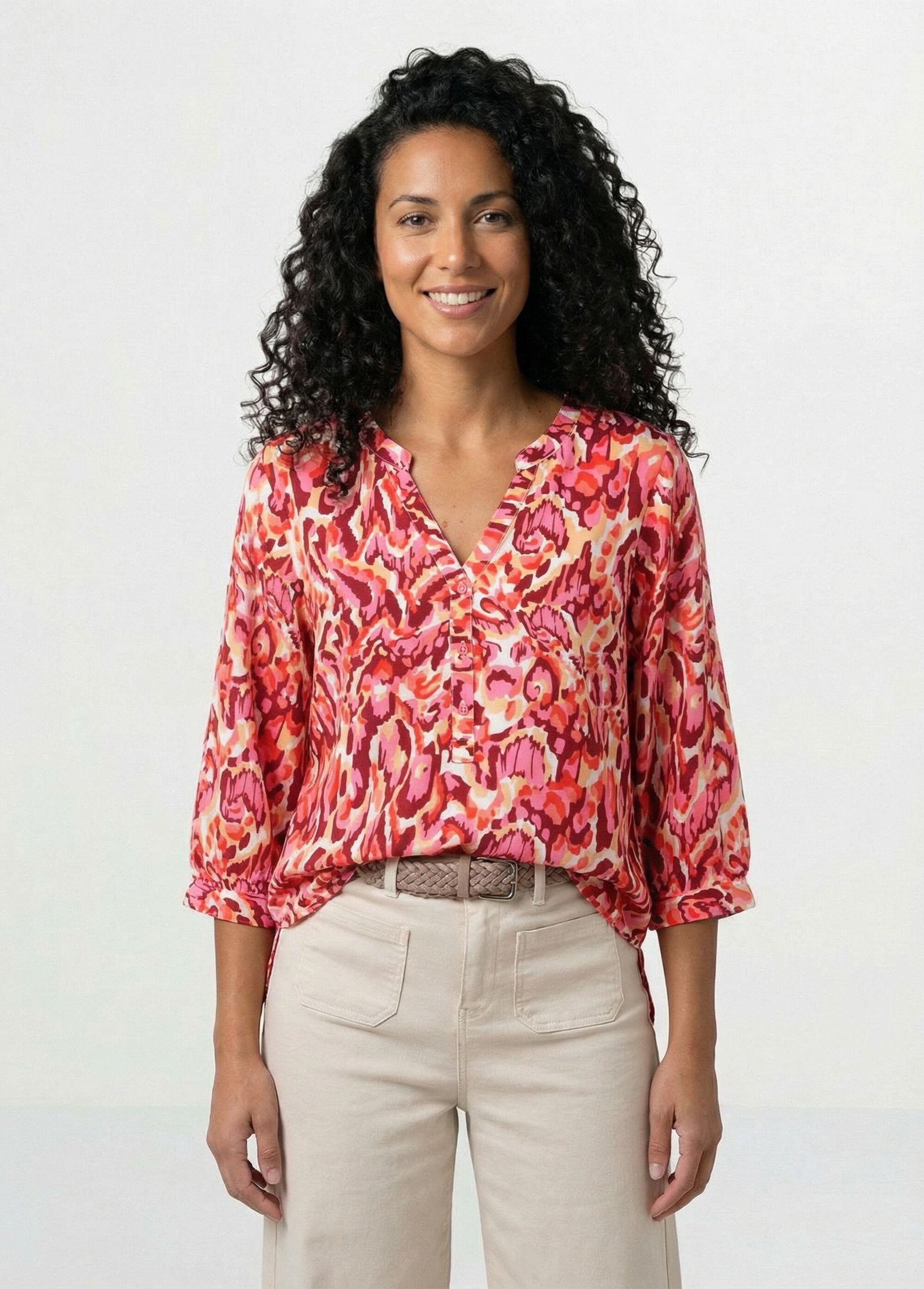 Túnica_larga_holgada_estampada_con_mangas_3/4_Estampado_rosa_FA1_slim