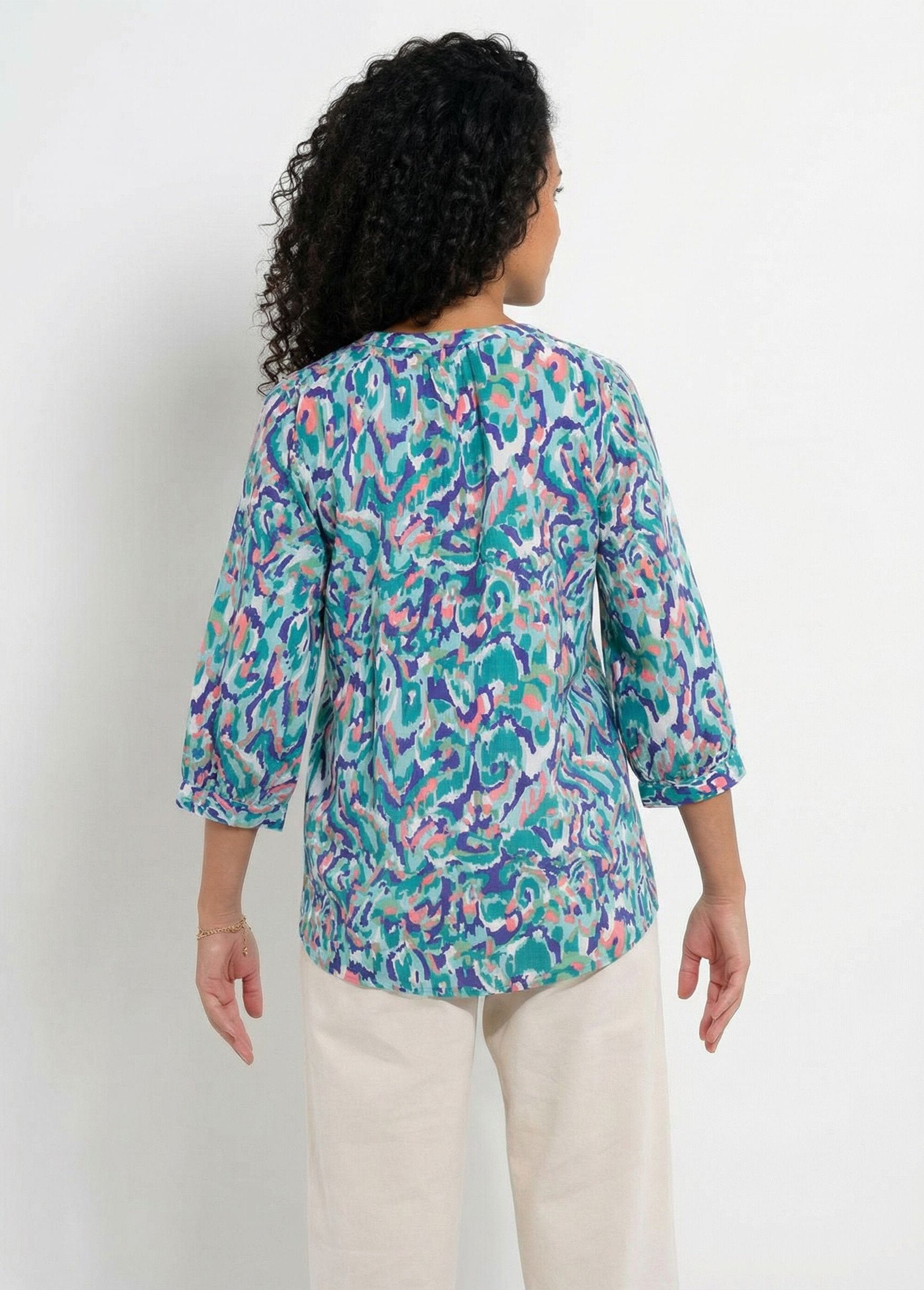 Túnica_larga_holgada_estampada_con_mangas_3/4_Estampado_verde_DO1_slim