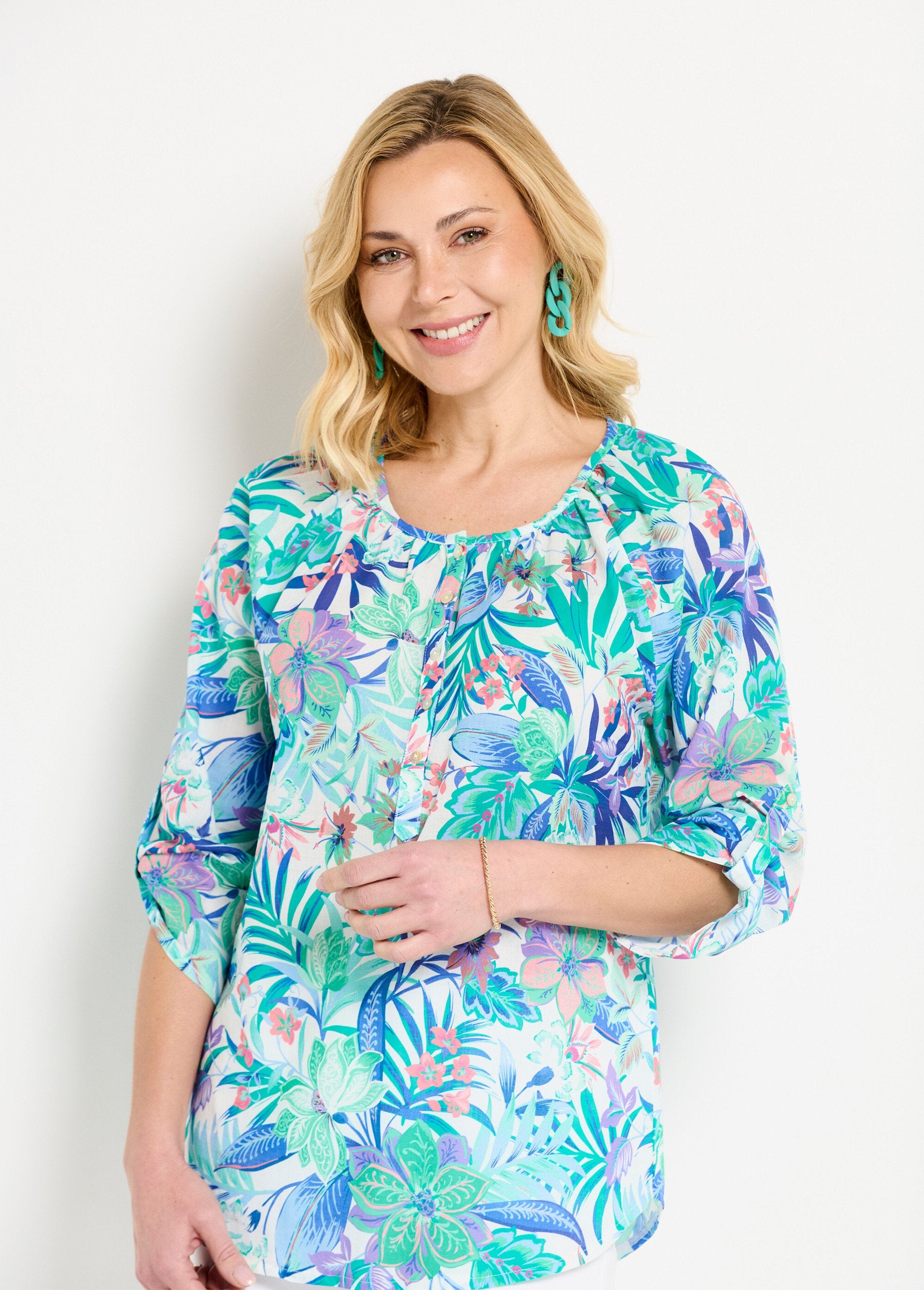 Túnica_holgada_de_voile_de_algodón_estampado_con_mangas_3/4_Multicolor_FA2_slim