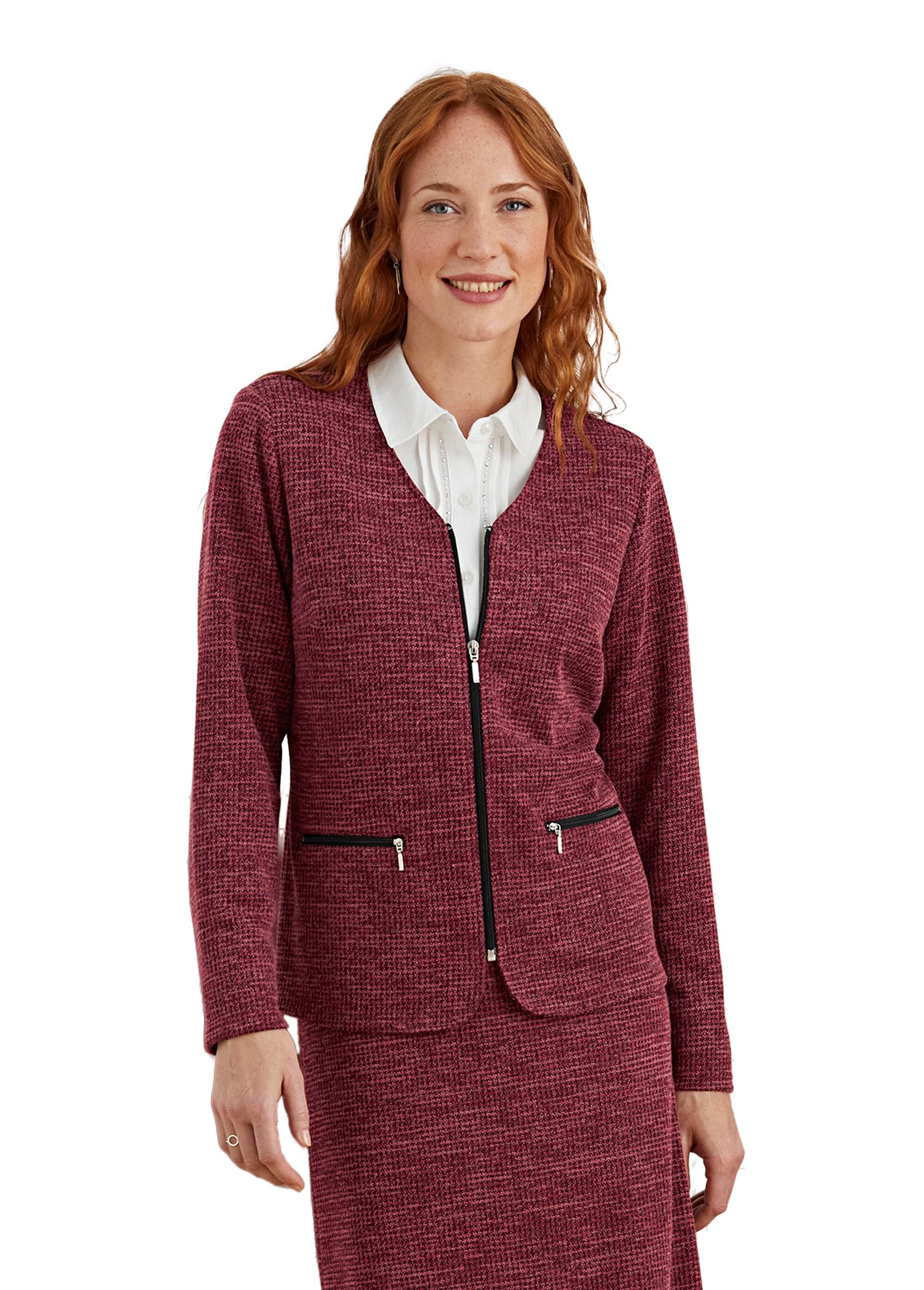 Veste_zippée_encolure_V_Framboise_FA1_slim